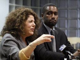 April, 2011 Civil Rights attorney Susan Chana Lask and Albert Florence at press conference