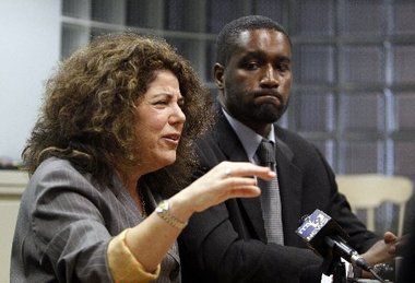 April, 2011 Civil Rights attorney Susan Chana Lask and Albert Florence at press conference